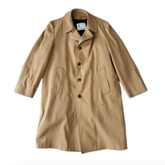 London Fog Maincoats Weatherwear VTG 44 Long Trench Coat Tan Removable Liner Fau - Picture 1 of 15
